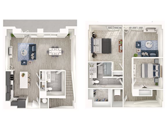 A set of four images showing different layouts of a room.
