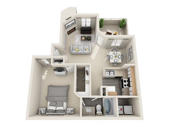 One Bedroom A1 Floor Plan at Village at Desert Lakes