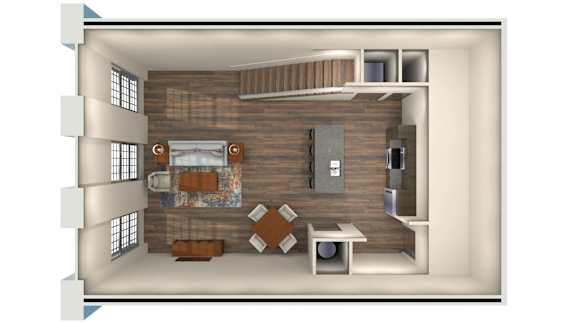 a sq ft room with a wood floor