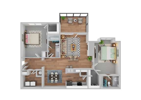 2 bedroom 2 bath floor plan at the crossings at white rock apartments