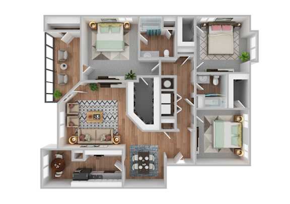 Floor Plan  3 bedroom floor plan  the residences at