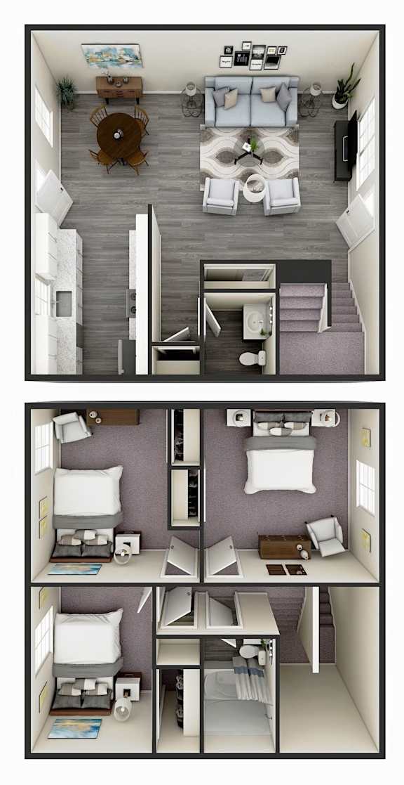 A series of images showing different room layouts.