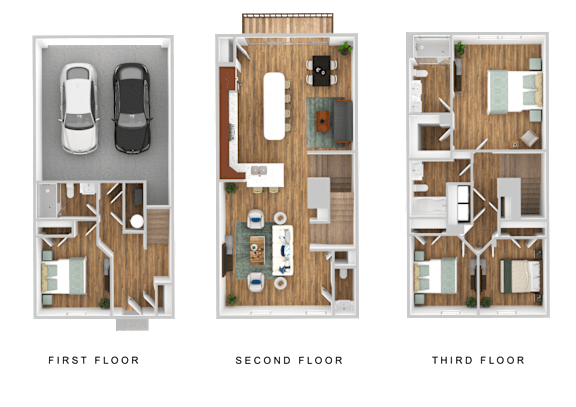 Floor Plan  Three different floor plans for a house are shown.