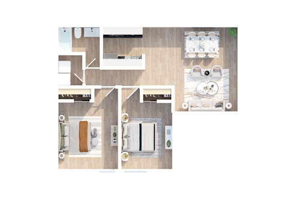 Floor Plan  A series of images showing a kitchen layout with appliances and furniture.