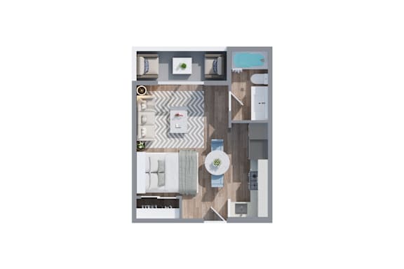0 Bed 1 Bath Floor Plan at Federal Apartments, Los Angeles, CA