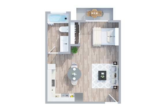 1 Bedroom Floor Plan at Federal Apartments, Los Angeles