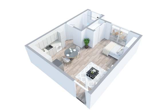 1 Bed 1 Bath Floor Plan at Federal Apartments, California