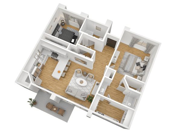 Floor Plan  2 Bedroom Floor Plan at The Villas at Riverwalk, Camp Verde, AZ, 86322