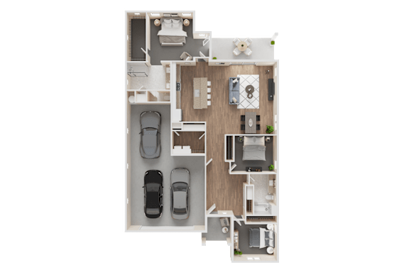 Floor Plan  A floor plan of a house with a garage and a living room at Westpark in Buckeye, Arizona