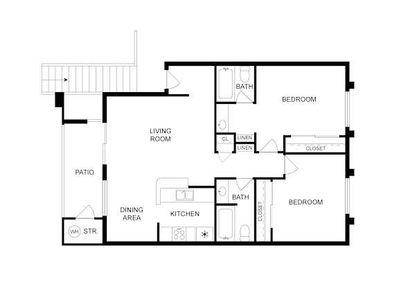 A black and white image of a house floor plan.