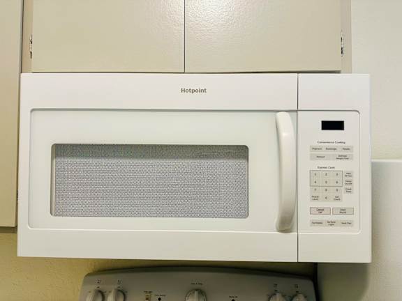 White microwave oven at Mountain Vista, Sierra Vista, Arizona