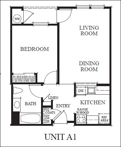 2D Floorplan of 1 bedroom at Meadow Wood at Alamo Creek in