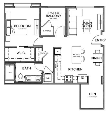 Floor plan 1 bed 1 bath 731 sq. ft. at The Overlook Santa Clarita, CA 91350