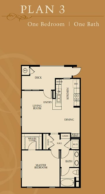 1 Bedroom 1 Bathroom Floor Plan at Sonoma at Porter Ranch, Porter Ranch