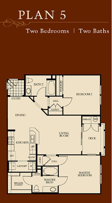 Two Bedroom  Floor Plan at Sonoma at Porter Ranch, California, 91326