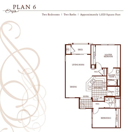 2 Bed 2 Bath Floor Plan at Sonoma at Porter Ranch, Porter Ranch, CA, 91326