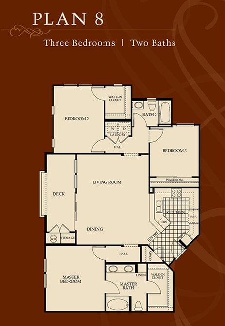 3 Bed 2 Bath Floor Plan at Sonoma at Porter Ranch, Porter Ranch, 91326