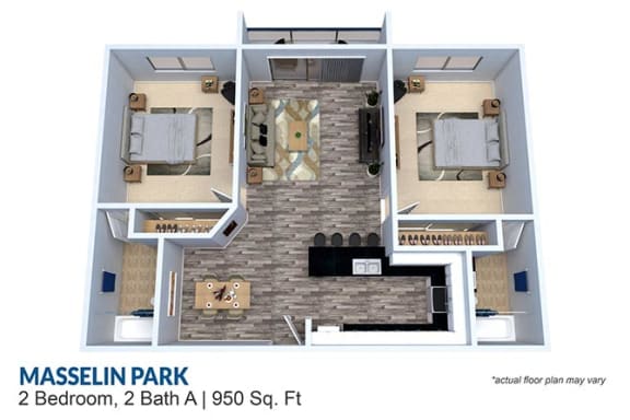 2 bedroom 2 bath  floor plan&#xA0;at Masselin Park West, California, 90036
