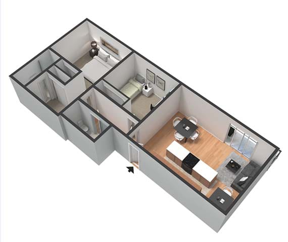 a small bedroom is shown with a bed and a couch  at Park Avenue Apartments, California
