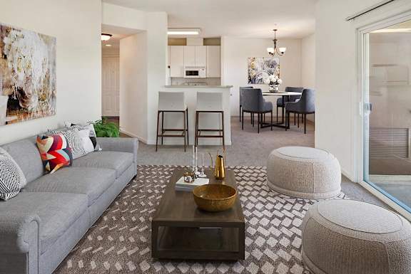 a living room with a couch and a coffee table
