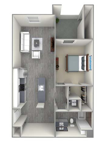 a floor plan of a 1 bedroom apartment at The Vineyards Apartments, Porter Ranch, CA, 91326