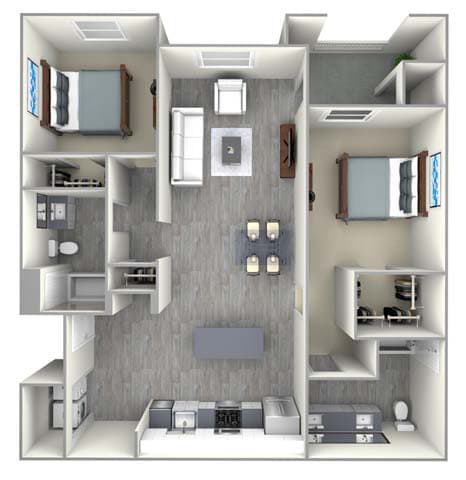 a floor plan of a 1 bedroom apartment at The Vineyards Apartments, California, 91326