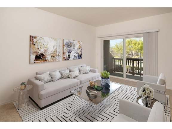 Living room with white couch at Seville at Gale Ranch, San Ramon, 94582
