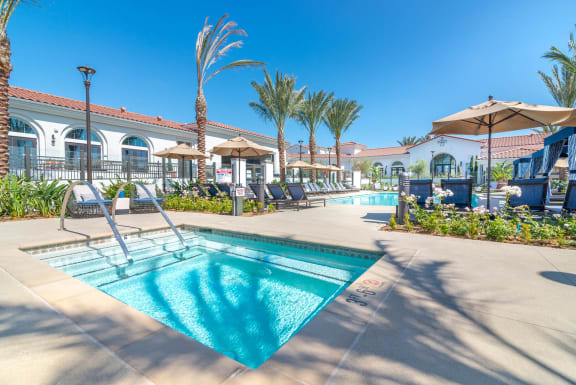 pool area at the bradley braddock road station apartments  at Montecito Apartments at Carlsbad, California