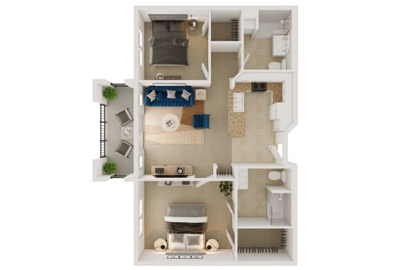 Unit2B Floor Plan at Tesoro Senior Apartments, Porter Ranch, California