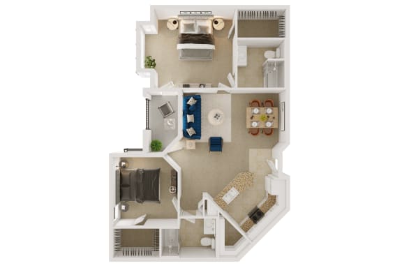 Unit2N Floor Plan at Tesoro Senior Apartments, Porter Ranch