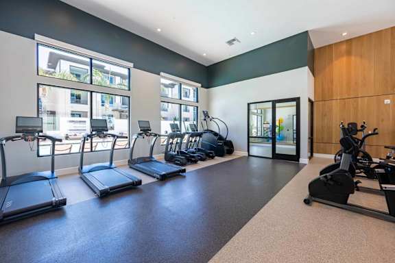 Gym with treadmills at The Overlook Santa Clarita, Santa Clarita, CA