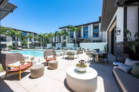 Poolside patio at The Overlook Santa Clarita, California