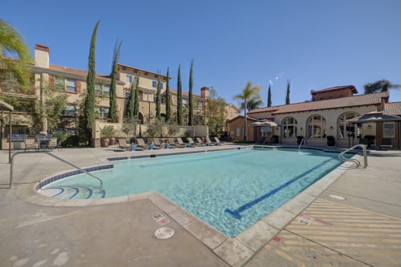 our apartments showcase an unique swimming pool  at Ventana Senior Apartments, Northridge, 91326