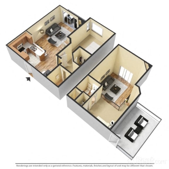 1 bed 1 bath B Playa Loft Floor Plan at Playa Summit, Los Angeles, CA, 90045