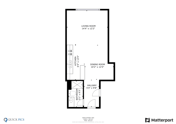 1 Bedroom Floor Plan at Oasis Apartments, California, 91501