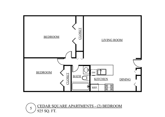 a floor plan of a studio apartment with a bedroom and a living room