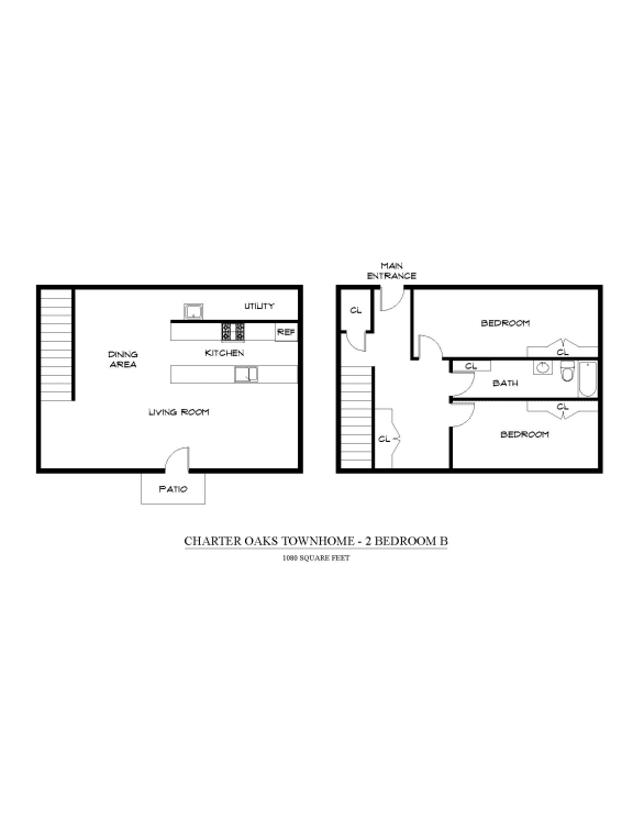 a schematic diagram of two floor plans of a house
