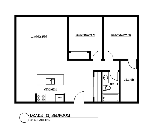 a floor plan of a 1 bedroom floor plan