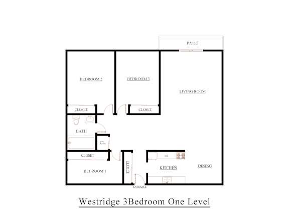 A floor plan of the Westridge 3 Bedroom One Level house.