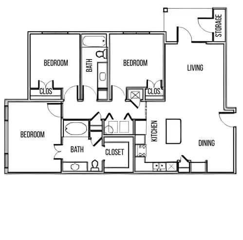 3B Floor Plan at Residences at the Landing, Kerrville, TX