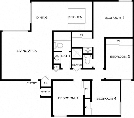 4 bed 2 bath Floor Plan C at Villa Nueva Apartments, San Ysidro, CA