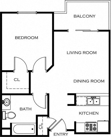 1bd 1ba Floor Plan at Coventry Heights Senior, California, 92683