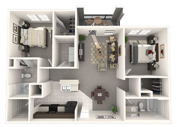 2 bed 2 bath floor plan Aat Amberleigh Bluff, Tennessee, 37922