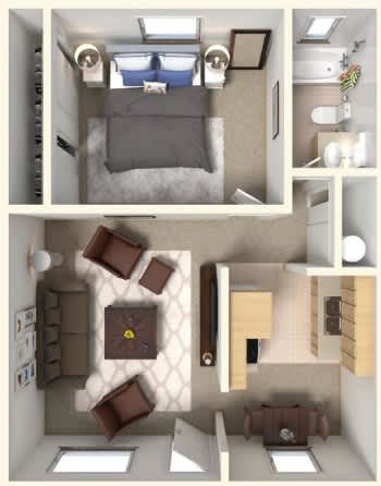 A series of images showing different layouts of a small room.