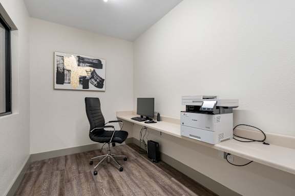 an office with a computer and a printer on a desk at 41 North Senior Living Apartments, Fort Wayne, 46835