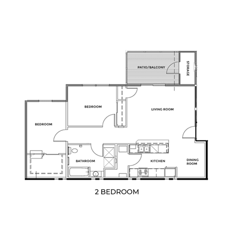 2 Bedroom Floor Plan at Gladstone Apartments, Columbus, 47201