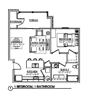 Floor Plan  1 Bedroom Floor Plan at Haven Homes Apartments, LP, Plainfield, IN