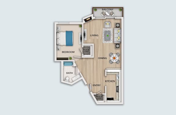 Floor Plan  Furnished - 1 Bedroom (1m)