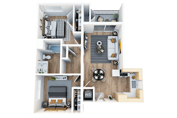 Floor Plan  a1 floor plan  1 bedroom with 2 baths  1192 square feet