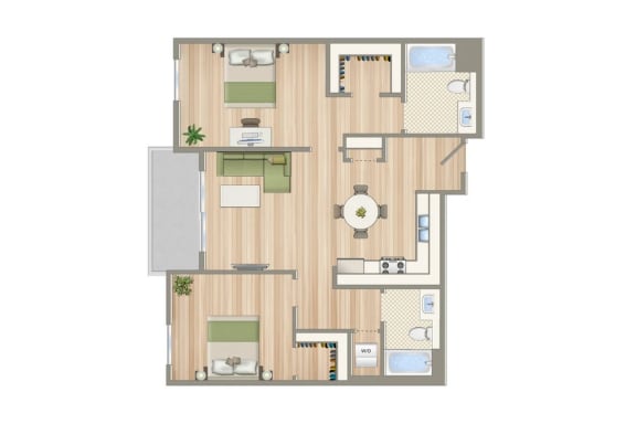 N Floor Plan N Floor Plan at Seventh West Apartments, California